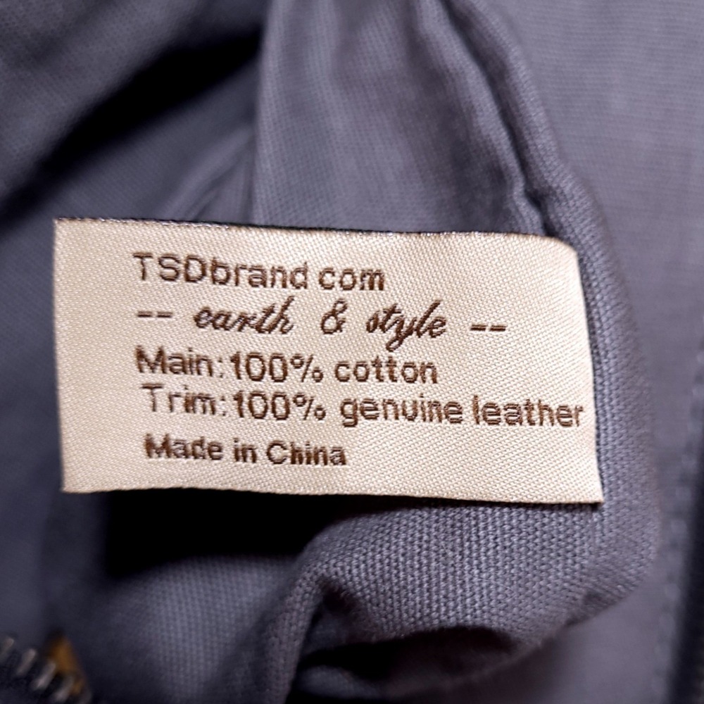 TSD Brand Earth & Style Canvas Leather Backpack Navy Blue & Tan Rugged Rucksack - Picture 2 of 11